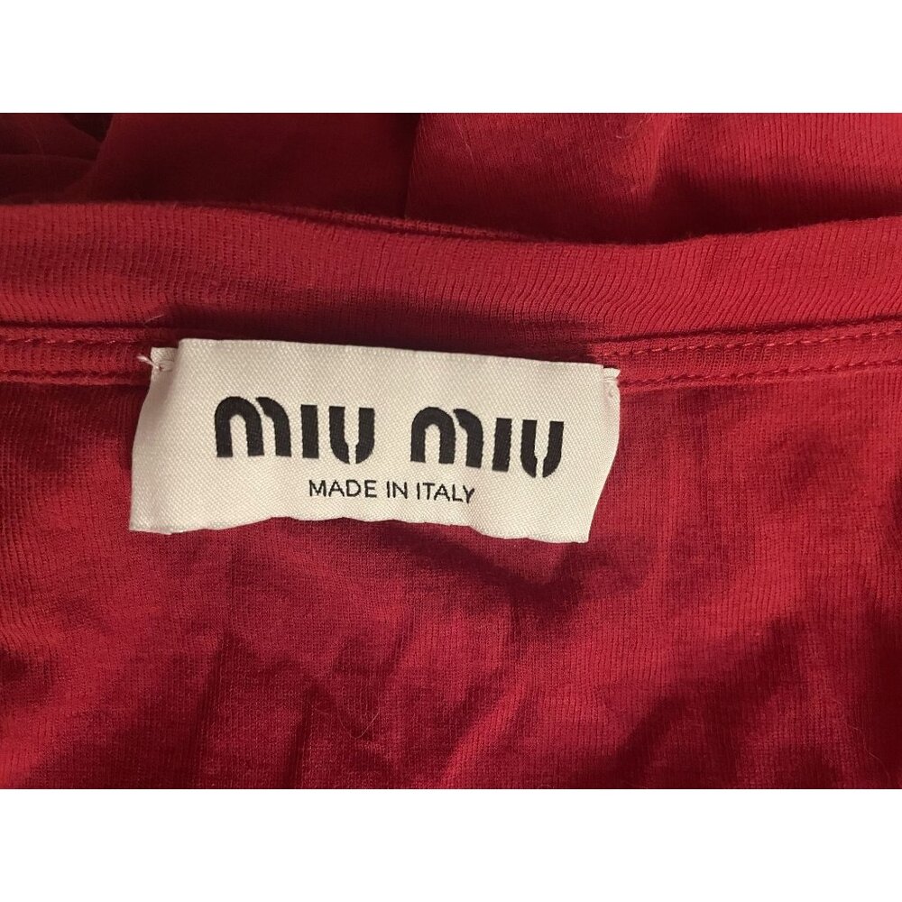 Miu Miu Womens Red Long-Sleeve Crewneck T-Shirt W… - image 7